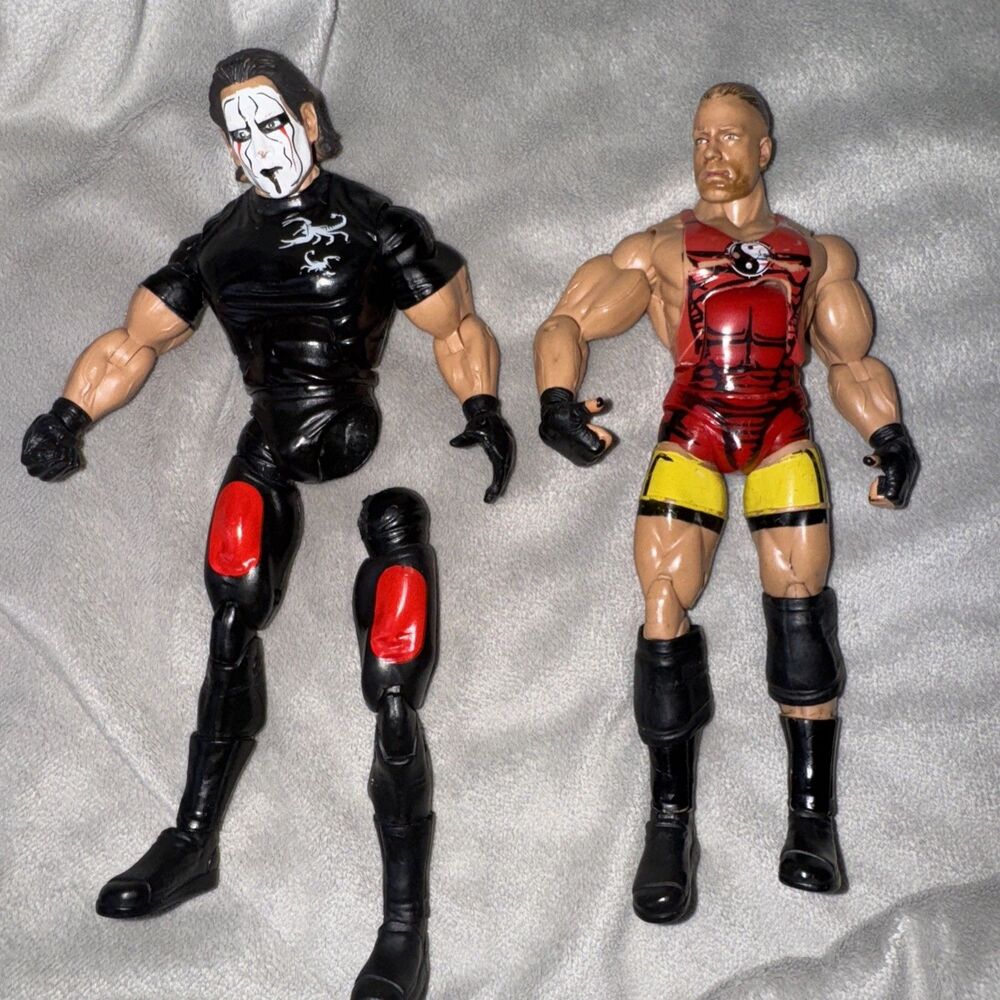 Rob Van Dam & Sting TNA Cross The Line 4 Figures Jakks WWE AEW WWF WCW ECW Broke